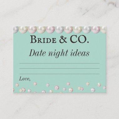 Bride Co Teal Blue Pearl Bridal Shower Date Night Enclosure Invitations