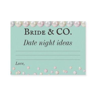 Bride Co Teal Blue Pearl Bridal Shower Date Night Enclosure Invitations