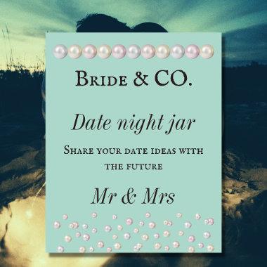 Bride Co Teal Blue Pearl Bridal Shower Date Night Poster