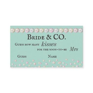 Bride Co Teal Blue Pearl Bridal Shower Guess Game Enclosure Invitations