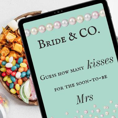 Bride Co Teal Blue Pearl Bridal Shower Guess Game Poster