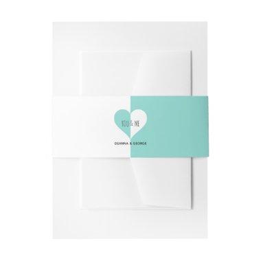BRIDE & Co You & Me Teal Blue Wedding Suite Invitations Belly Band