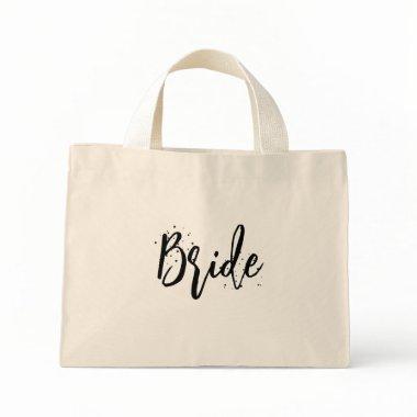 Bride Cute Fun Calligraphy Script Simple Black Mini Tote Bag