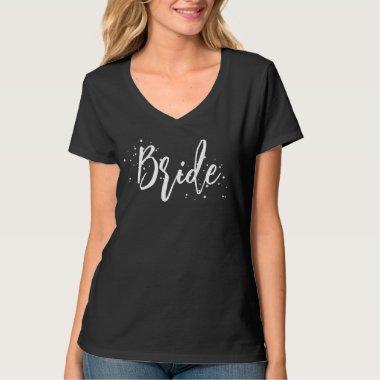 Bride Cute Fun Calligraphy Script Simple Black T-Shirt