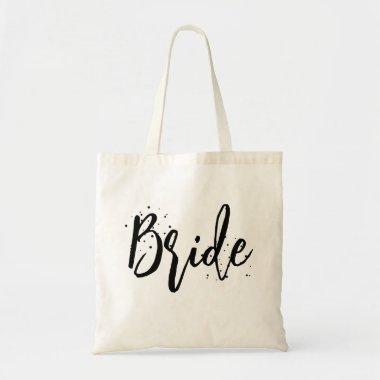 Bride Cute Fun Calligraphy Script Simple Black Tote Bag