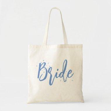 Bride Cute Fun Calligraphy Script Simple Blue Tote Bag