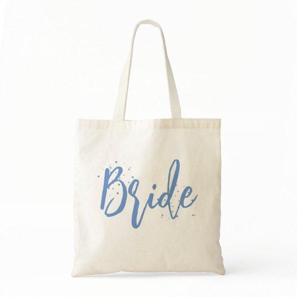 Bride Cute Fun Calligraphy Script Simple Blue Tote Bag