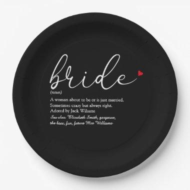 Bride Definition Bridal Shower Black And Red Paper Plates