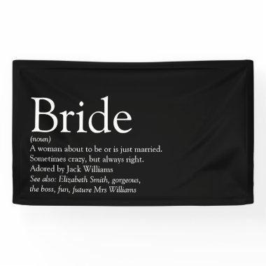 Bride Definition Bridal Shower Black And White Banner