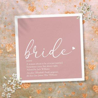 Bride Definition Bridal Shower Blush Pink Script Napkins