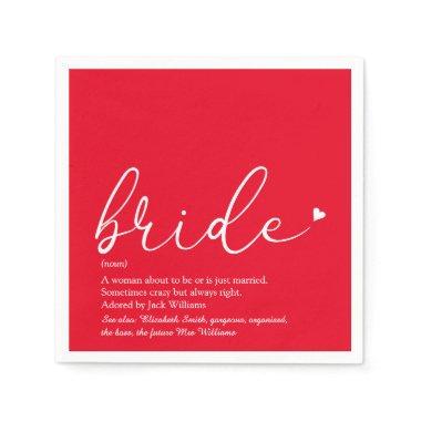 Bride Definition  Chic Script Red Napkins