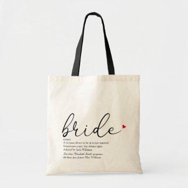 Bride Definition, Bridal Shower Elegant Script Tote Bag