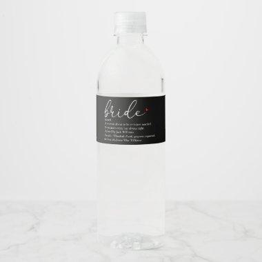 Bride Definition, Bridal Shower Elegant Script Water Bottle Label
