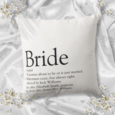Bride Definition  Modern Typographic Throw Pillow
