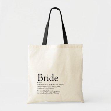 Bride Definition, Bridal Shower, Wedding Tote Bag
