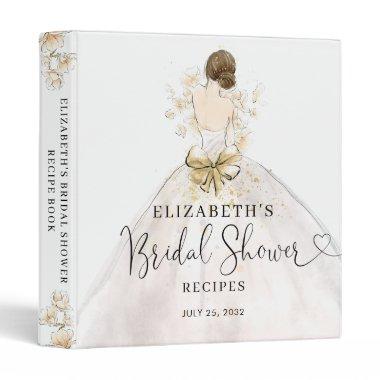 Bride Dress Floral Brunette  Recipe 3 Ring Binder