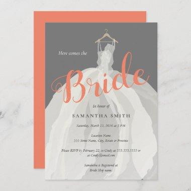 Bride dress wedding shower Invitations