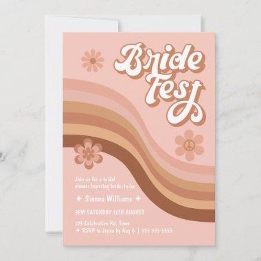 Bride Fest Groovy Retro Daisy Bridal Shower Invitations