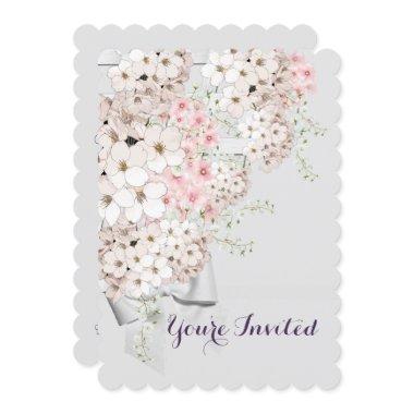 BRIDE Flowers & Lattice Gray & Pink Shower Party