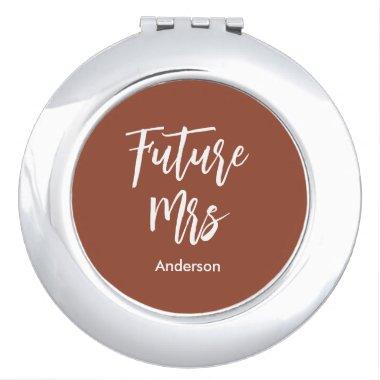 Bride Future Mrs Brown Terracotta Wedding Compact Mirror