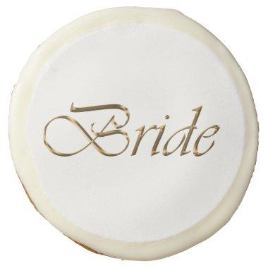 Bride, gold script elegant chic bridal shower sugar cookie