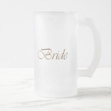 Bride, gold script elegant chic frosted glass beer mug