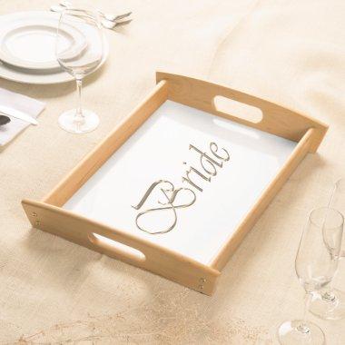 Bride, gold script elegant chic serving tray