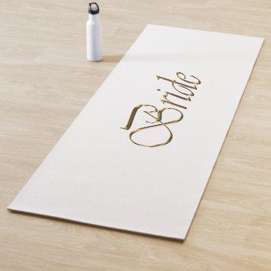 Bride, gold script elegant chic wedding yoga mat