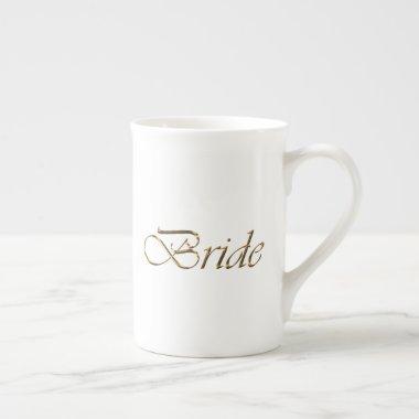 Bride, gold script elegant chic white bone china mug