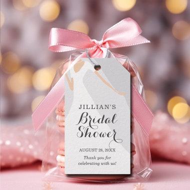 Bride Gown Bridal Shower Gray Thank You Gift Tags