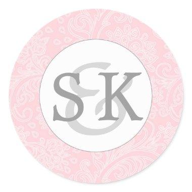 Bride Groom initials monogram envelope seal pink