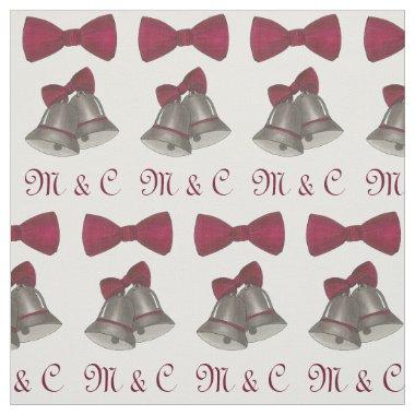 Bride Groom Initials Silver Bells Wedding Marriage Fabric