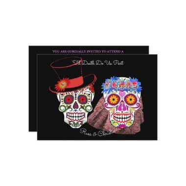 Bride & Groom Sugar Skulls Til Death Do Us Party Invitations