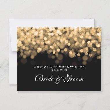 Bride & Groom Wedding Advice Card Gold Lights