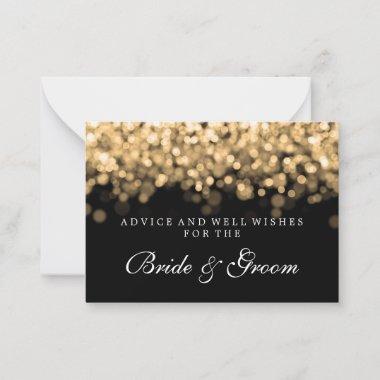 Bride & Groom Wedding Advice Card Gold Lights