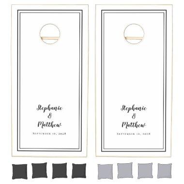 Bride & Groom Wedding Engagement Party Black White Cornhole Set