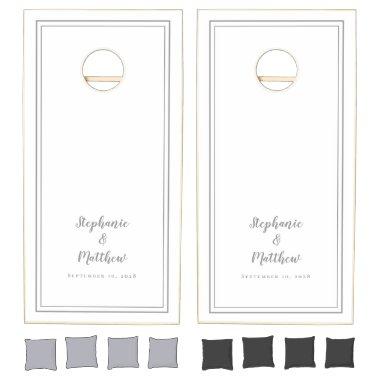 Bride & Groom Wedding Engagement Party Gray White Cornhole Set