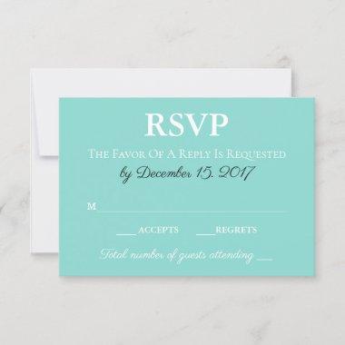 Bride & Groom Wedding Suite Traditional Teal Blue RSVP Card