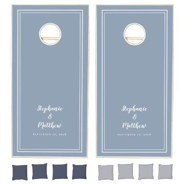 Bride & Groom Weddings Engagement Dusty Blue Party Cornhole Set