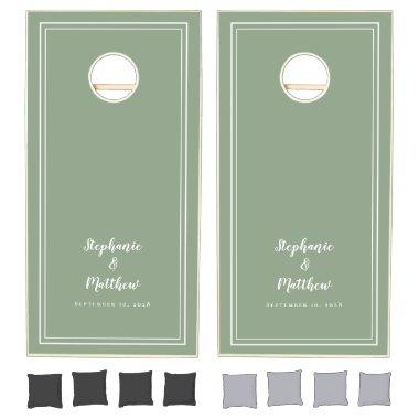 Bride & Groom Weddings Engagement Sage Green Party Cornhole Set