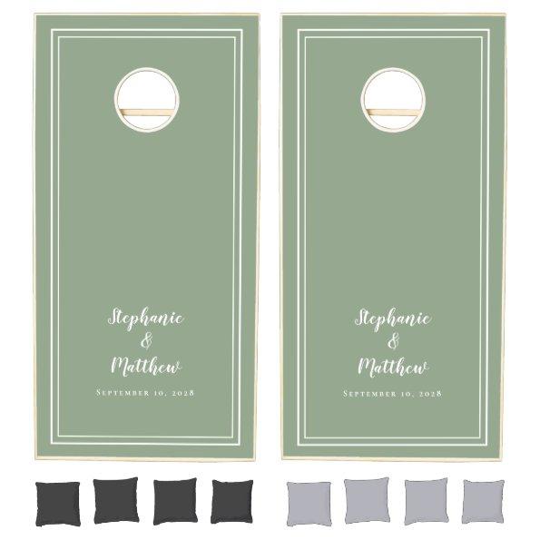 Bride & Groom Weddings Engagement Sage Green Party Cornhole Set