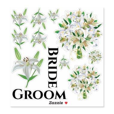 Bride Groom White Lily Stickers