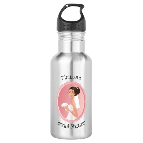 Bride in a Veil Holding Flowers Bridal Shower Stainless Steel Water Bottle