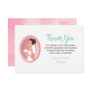 Bride in a Veil with Bouquet Bridal Shower Thanks Invitations