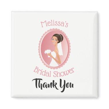 Bride in a Veil with Bouquet Bridal Shower Thanks Magnet