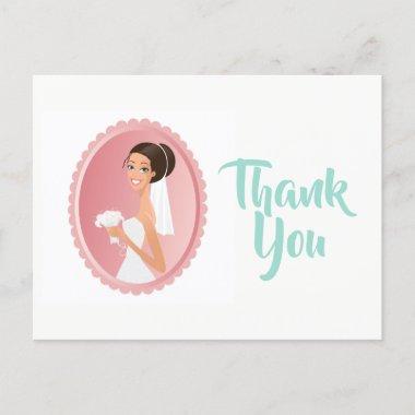 Bride in a Veil with Bouquet Bridal Shower Thanks PostInvitations