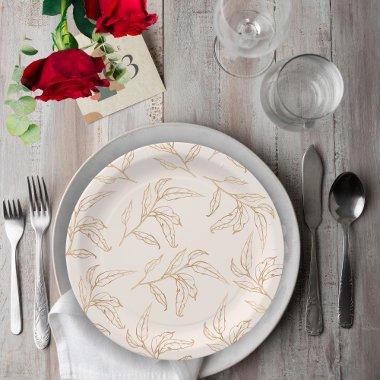 Bride in bloom rose and gold floral  paper plates