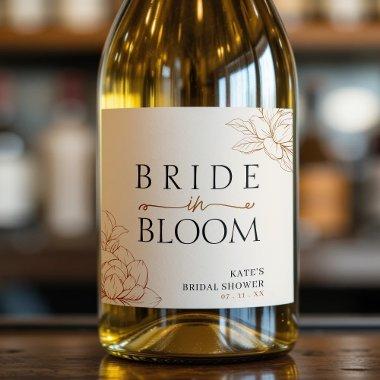 Bride in Bloom Tan Brown  Sparkling Wine Label