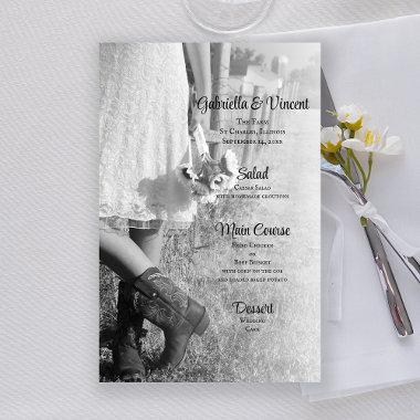 Bride in Cowboy Boots and Sunflowers Wedding Menu