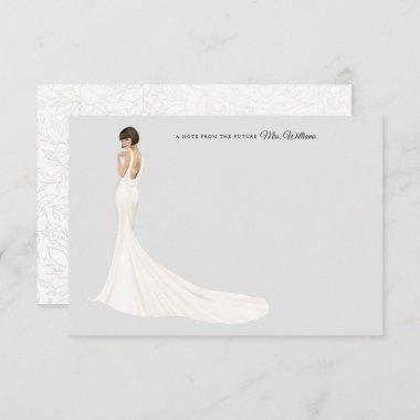 Bride in Gown Bridal Shower Thank You Invitations